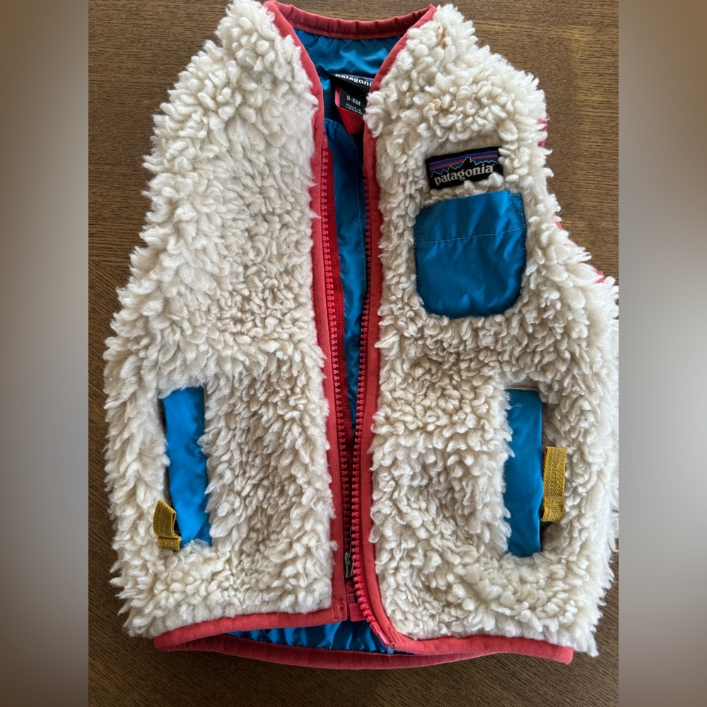 3-6M Patagonia Fleece Vest with Red Trim
